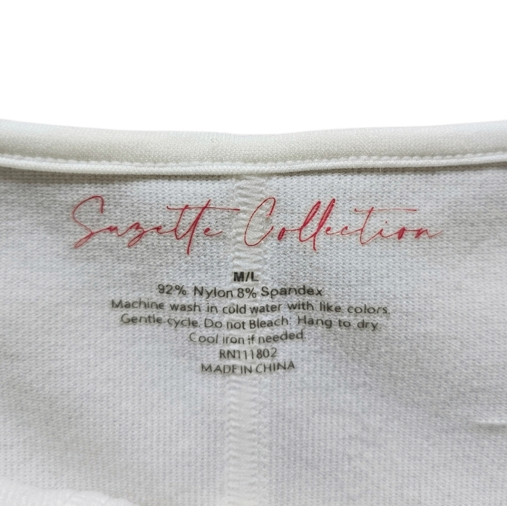 Suzette Collection White Ribbed Coset-Style Tank Top, Size M/L - Picture 5 of 5